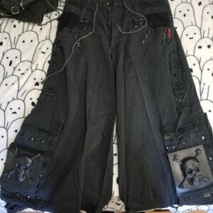 Tripp NYC Dark Cargo Pants with Skull Accent